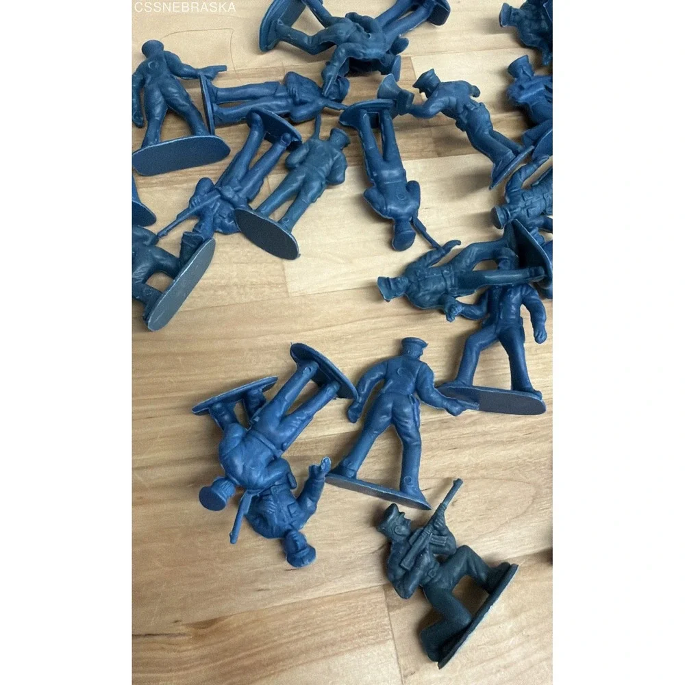 Vintage Blue Plastic Toy Soldiers Lot 46 Marx MPC Style Civil War Army Men